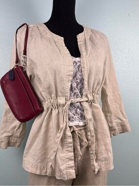 Willi Smith 100% Linen Tie Front Cream Cardigan Women’s Size Medium